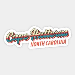 Cape Hatteras North Carolina Vintage Script Rainbow Sticker